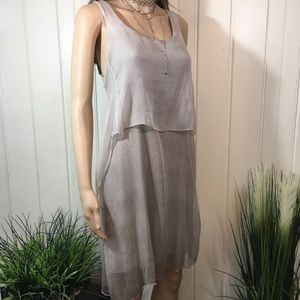LAYERED ITALIAN SILK MIDI DRESS